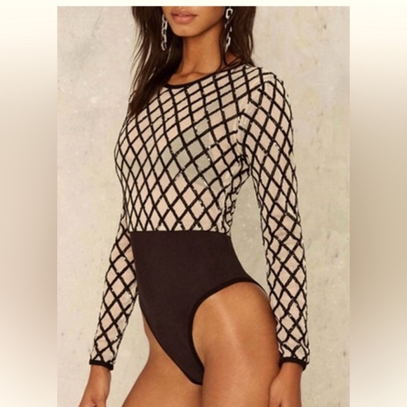 Rare London Tops - NWT Limited Edition Rare London Take On Me Sequin Bodysuit Sz 4